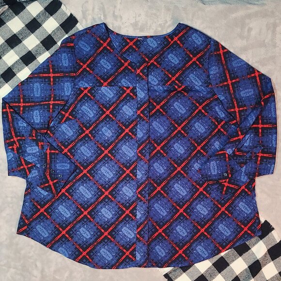 4X | Diamond Plaid Button Down Shirt - Picture 1 of 4